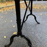 Table de bistrot marbre ovale et acier noire pétrole 4 couverts 140cm