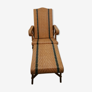 Chaise longue en bambou et rotin