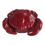 burgundy red slip ceramic box in the shape of a vintage crab