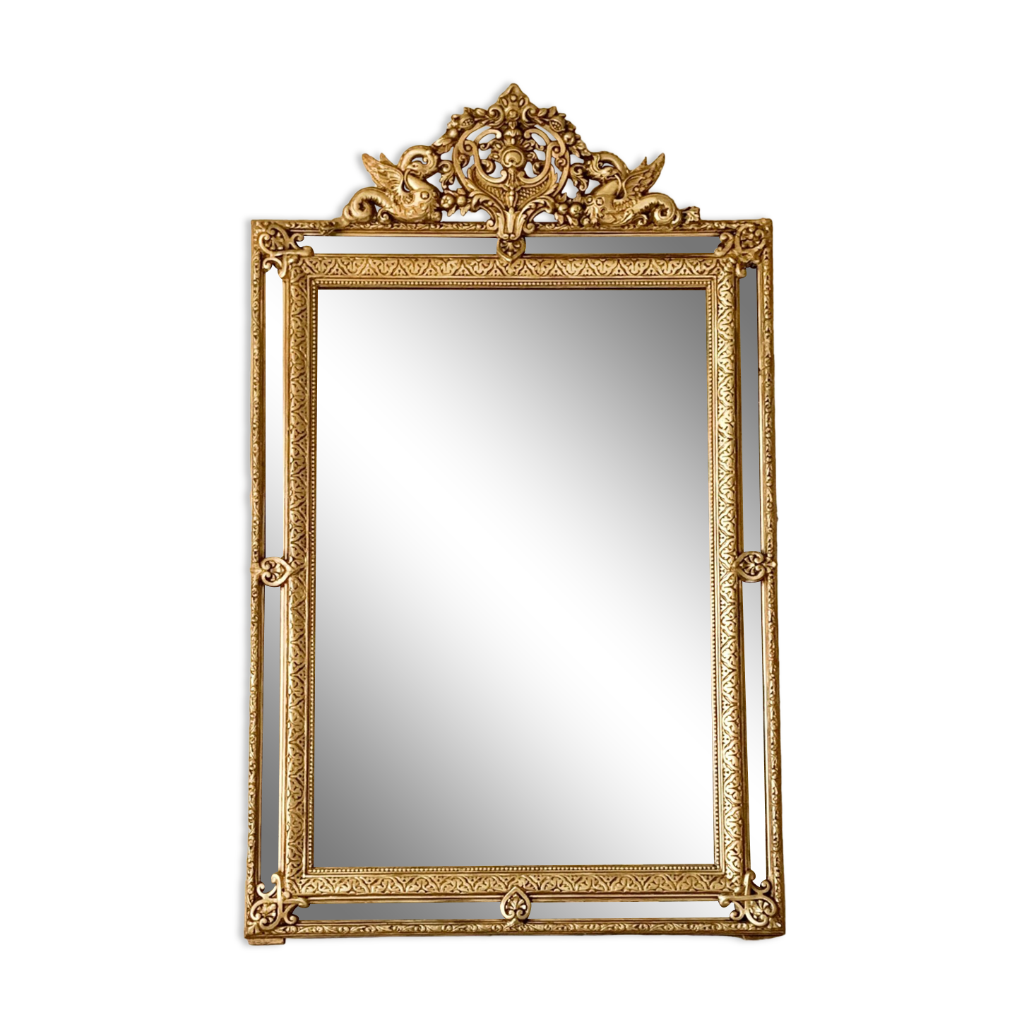 Golden antique mirror with dragon parclose, 119x75 cm