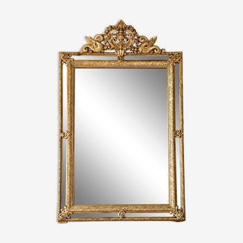 Miroir antique doré à parclose aux dragons, 119x75 cm