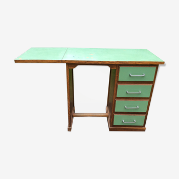 Bureau vintage en chêne avec abattant.