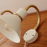 Pair of Scandinavian wall lights, white and gold metal