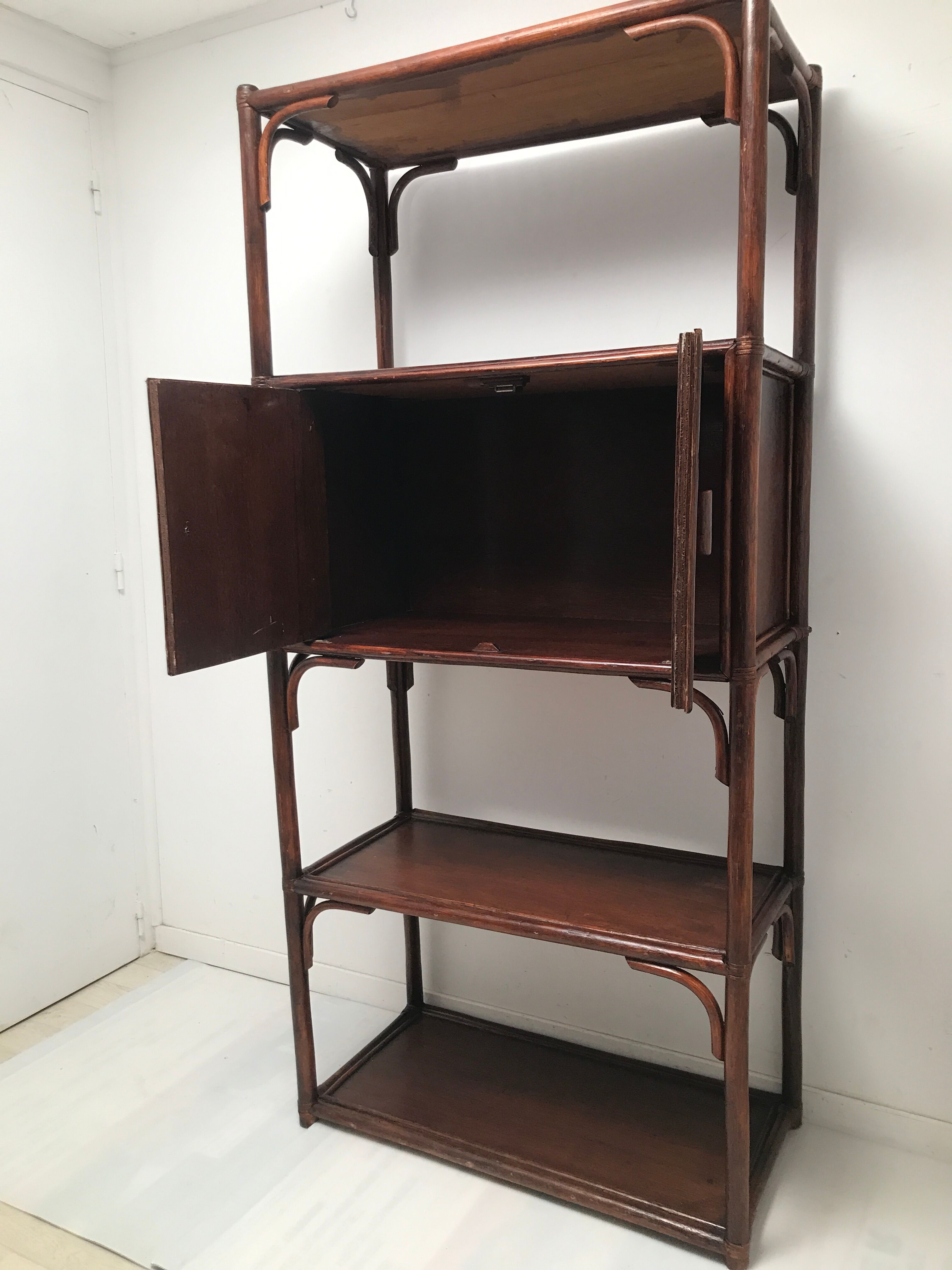 Library Vintage bamboo shelf colonial style