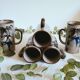Large vintage artisanal stoneware mugs