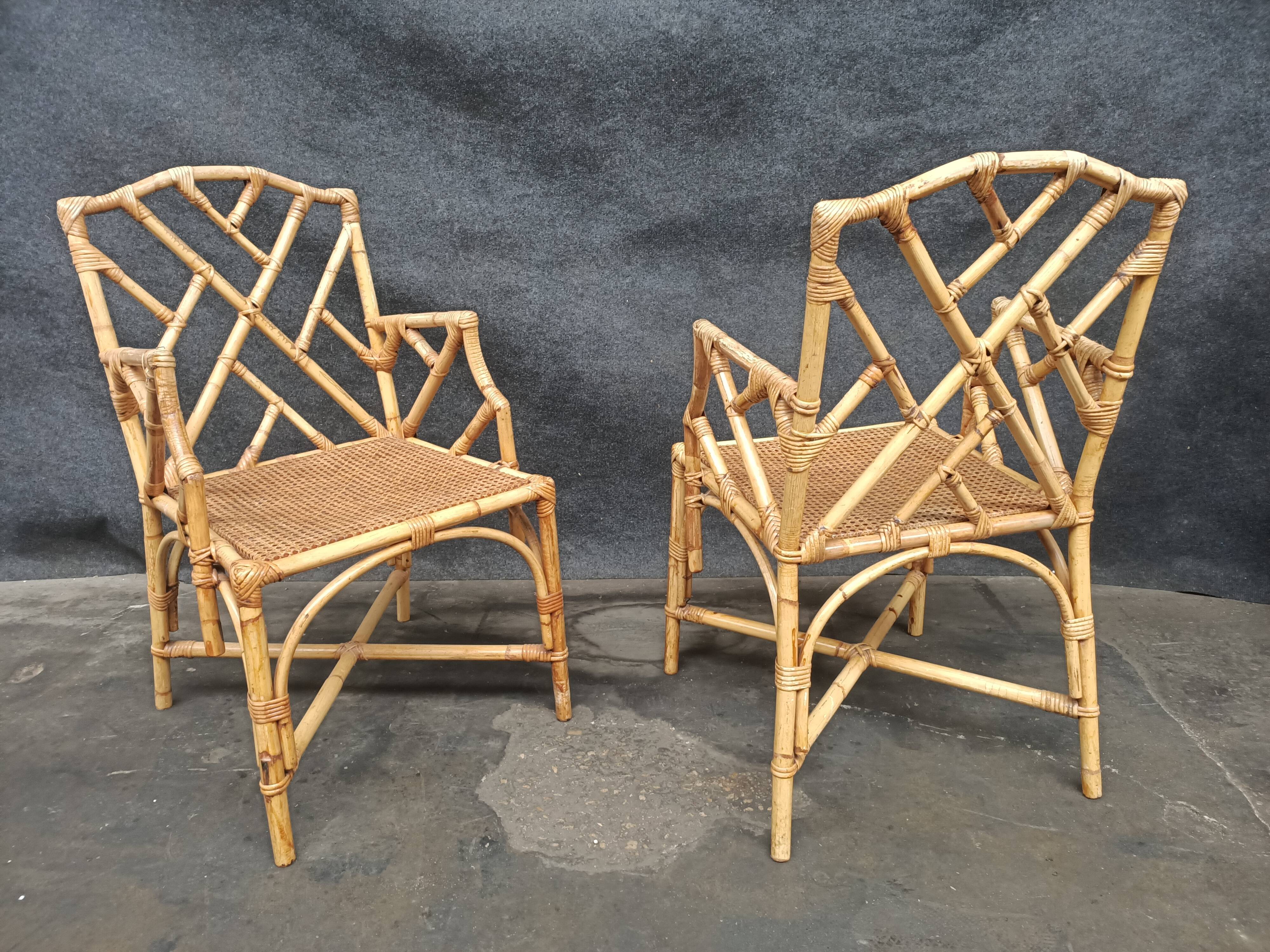 Vintage rattan armchair Italian work