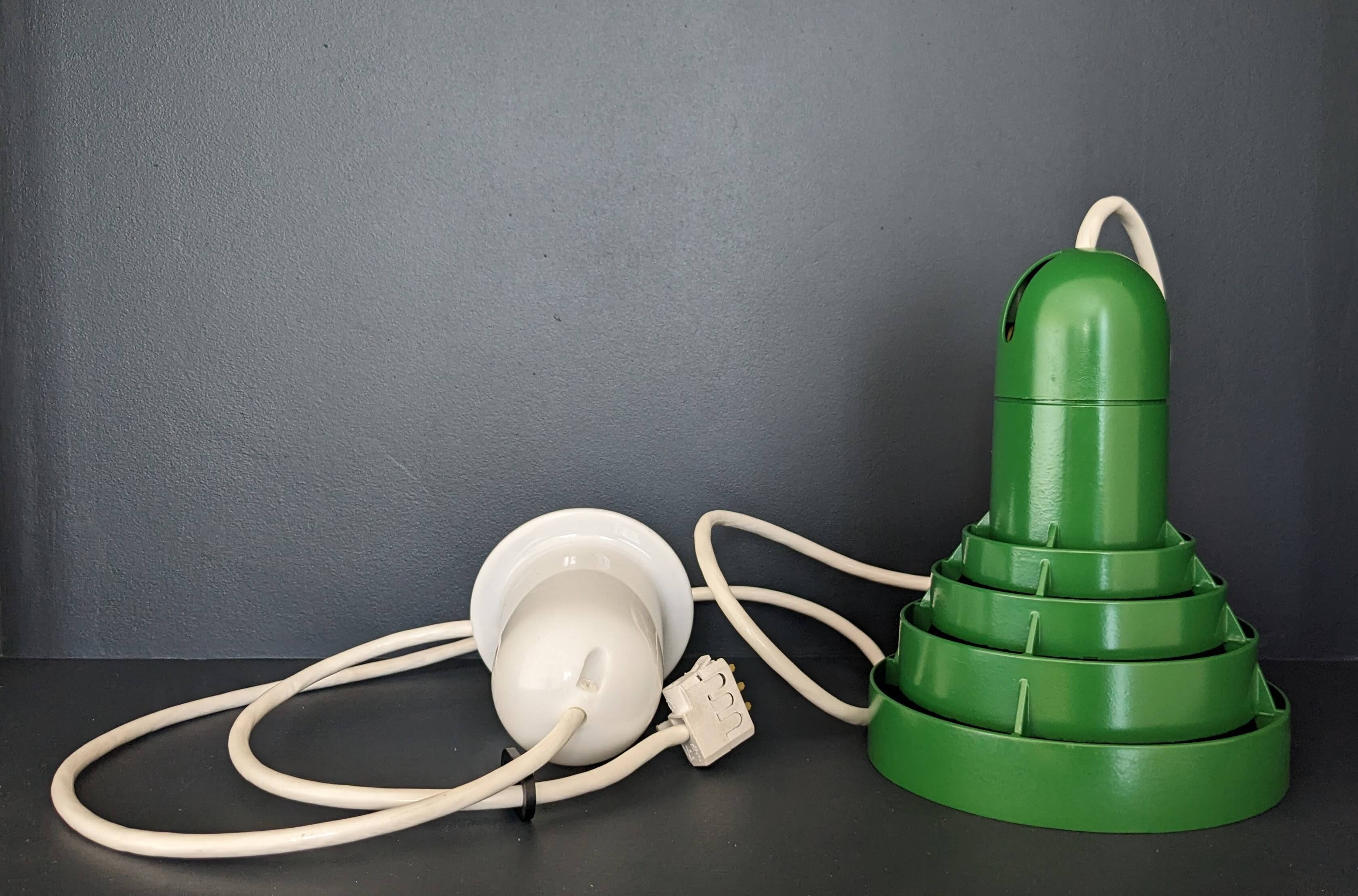 Green metal pendant light