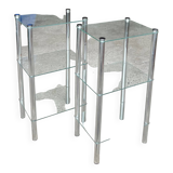 2 vintage 1980 rectangular sofa ends 3 translucent trays round tube