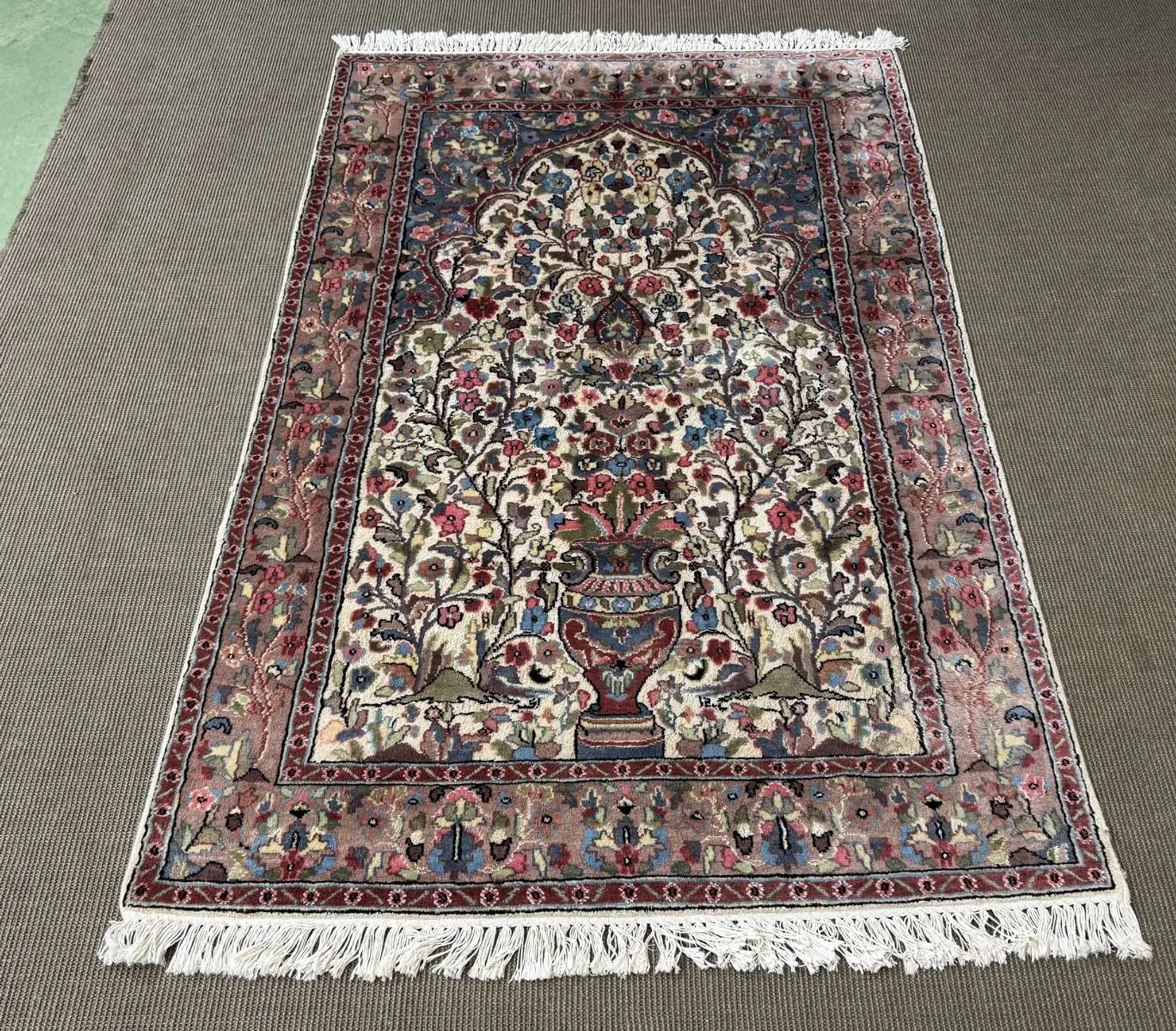Iranian carpet made of wool and silk, handmade - 1.87m x 1.23m