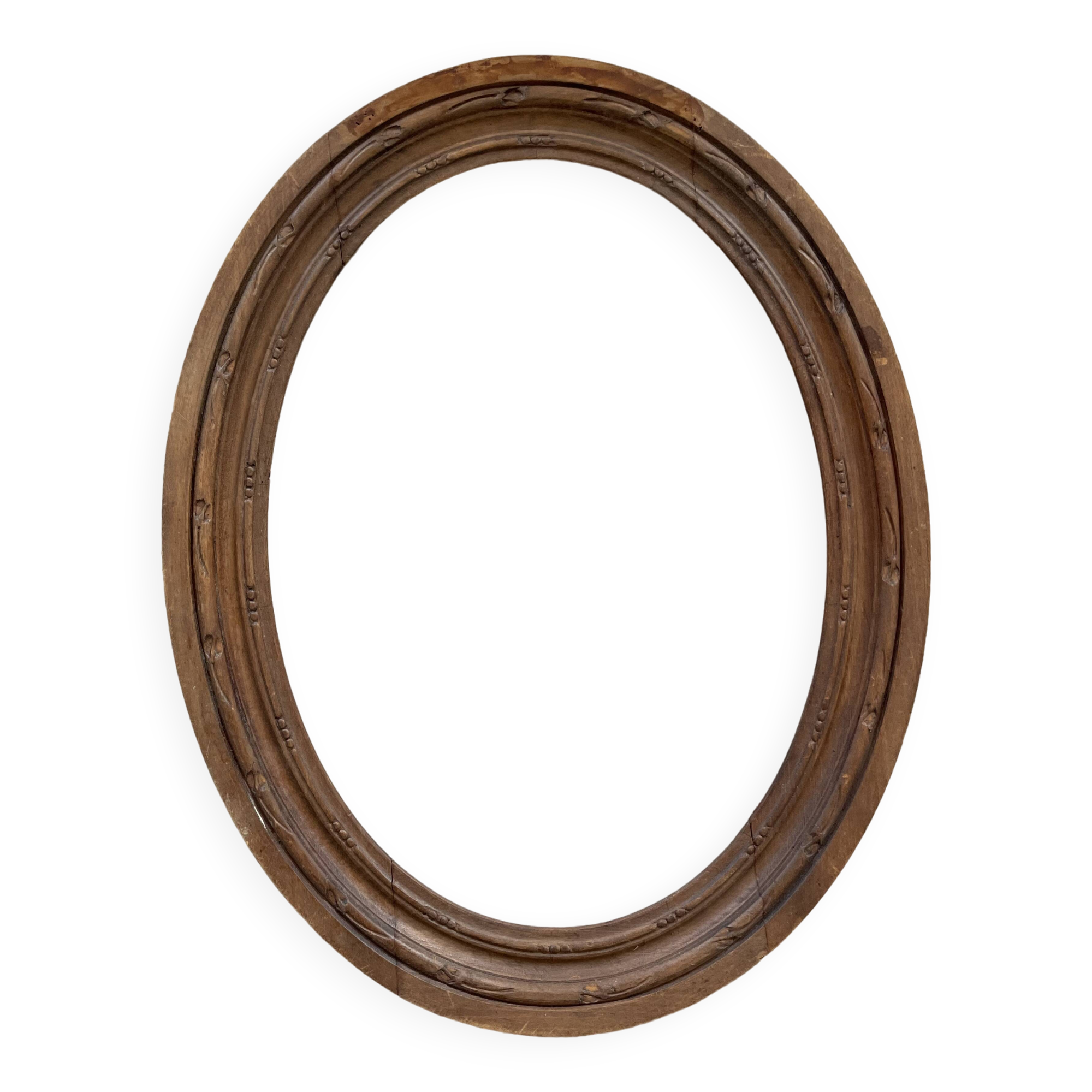 Oval old wooden frame