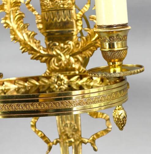 Pair of Gilded Bronze Wall Lights, Directoire Style, Two Lights