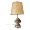 Lampe pierre, câble neuf tissu, abat-jour années 50