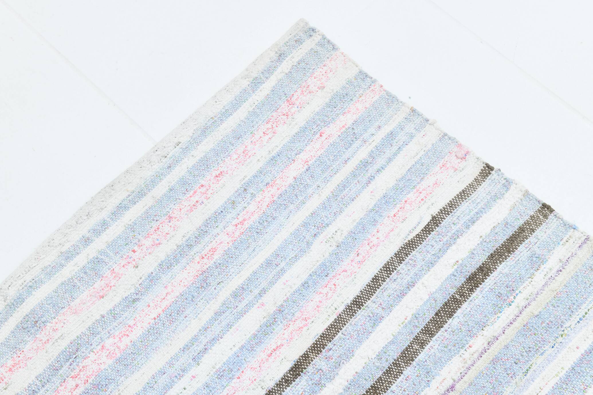 Light Blue & Off White Striped Kilim Rug, 230x310Cm