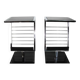 2 side tables, bedside tables in black glass and chrome metal, 1980