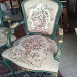 Set of 2 Louis XV style cabriolet armchairs, renovated.