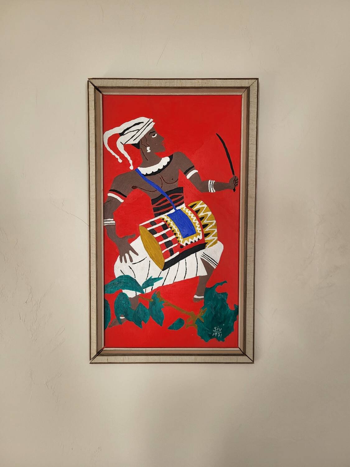 Painting Siv Holme 1971 / African Man Playing a Drum