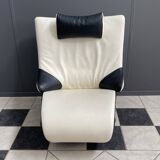Black and white leather seat model Solo 699 design Stefan Heiliger, WK
