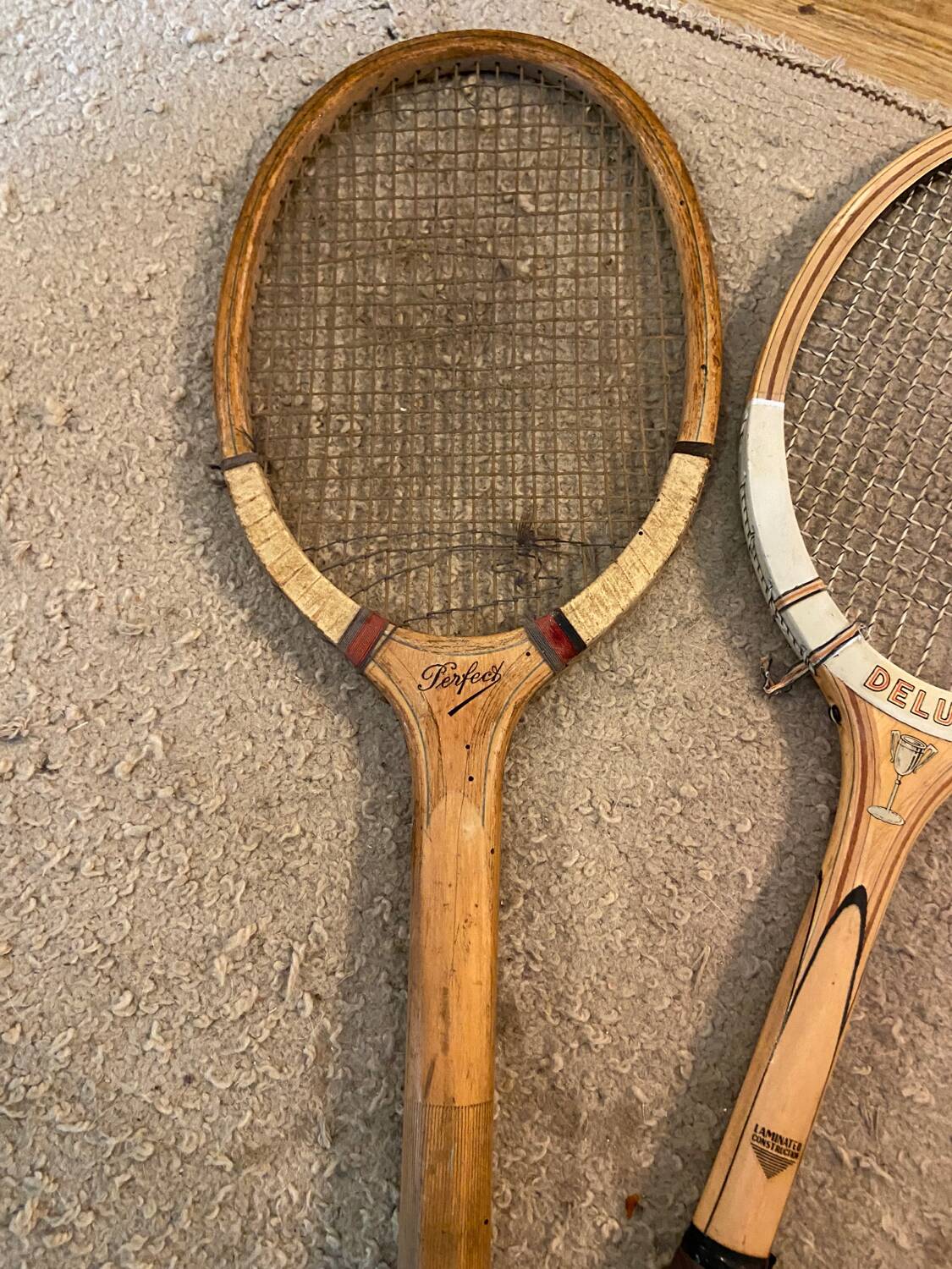 Set of 3 old tennis rackets