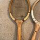 Set of 3 old tennis rackets