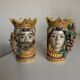 Pair of Moro head vases Caltagirone Italian design Sicily
