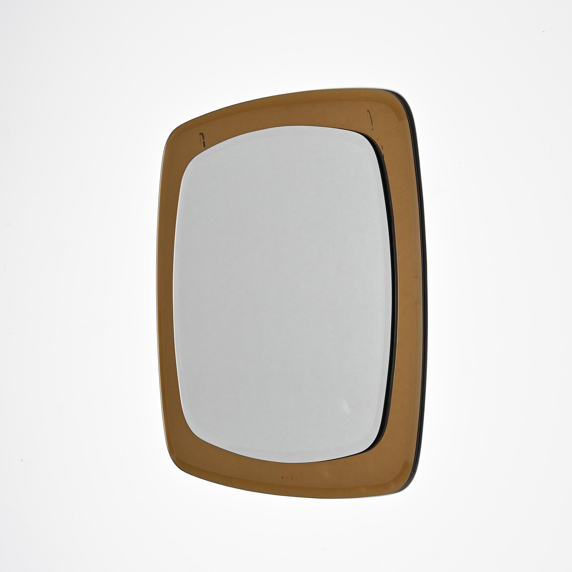 Square smoked glass mirror, Italy, 1970