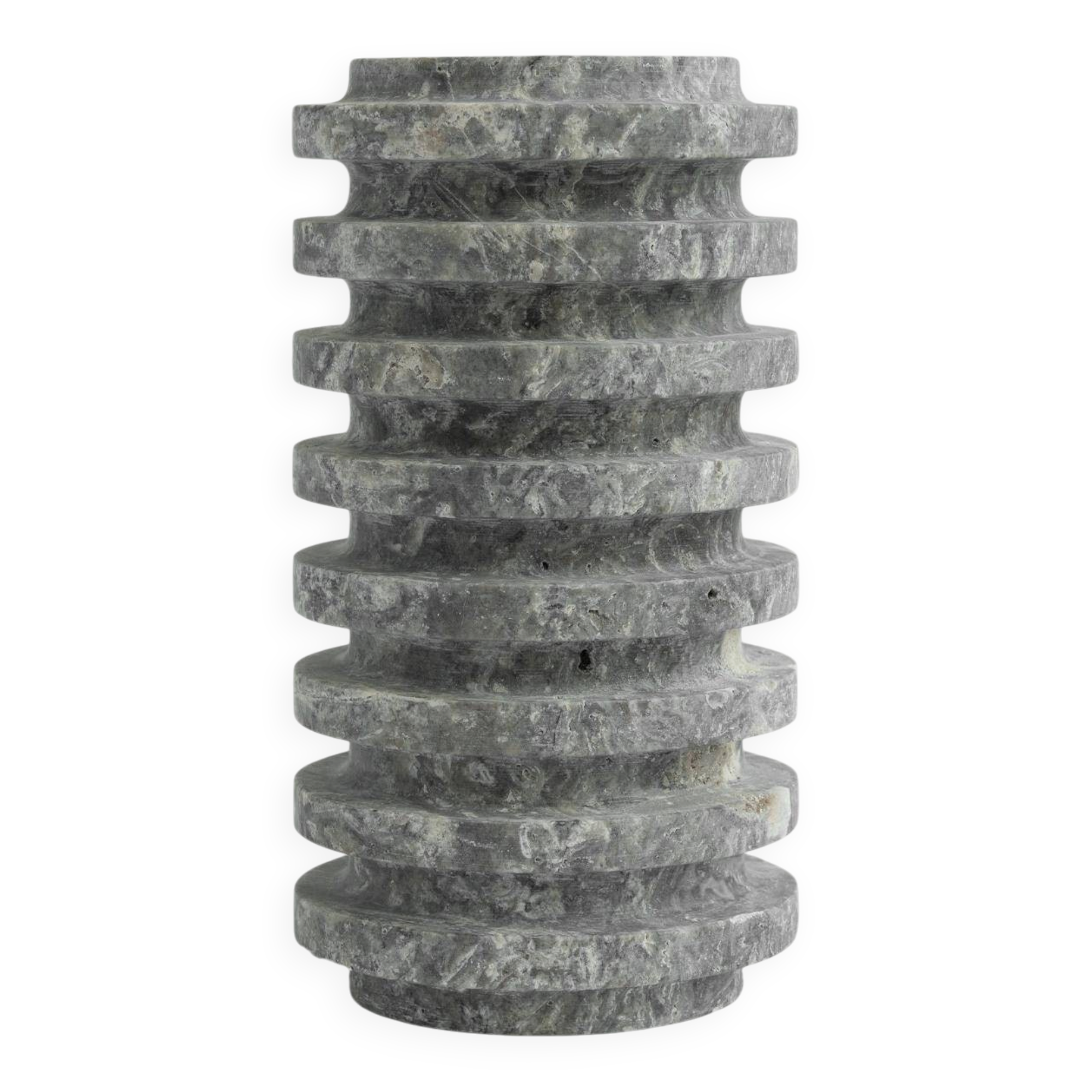 Layered vase in Silver travertine