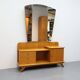 Vintage dressing table with a triptych mirror in oak.