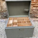 Wooden workshop chest with compartments