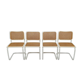 Set of 4 Tubular Frame and Cane Cantilever dining chairs, Italy, 1980s