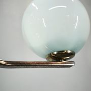 Art Deco Chrome and Opaline Glass Chandelier, Czechoslovakia, 1930s