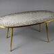 Brass Mid century Oval Coffee Table with Grey Glass Mosaic and Gold Highlights