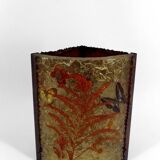 Corner wall light from the potters of Accolay in patinated copper and fractal resin,