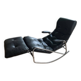 Fauteuil à bascule en cuir noir, Banmüller