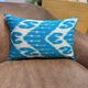 Hand Crafted Silk Ikat Lumbar Cushion Cover, Sky Blue Wave Pillow Case