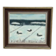 Swedish Oil on Canvas “Houses in the snow” by Nik 79 Vintage & Framed 35x30cm