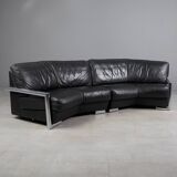 Artanova — “Medea” Modular Corner Sofa (2 Modules) — Black Leather — 1990s