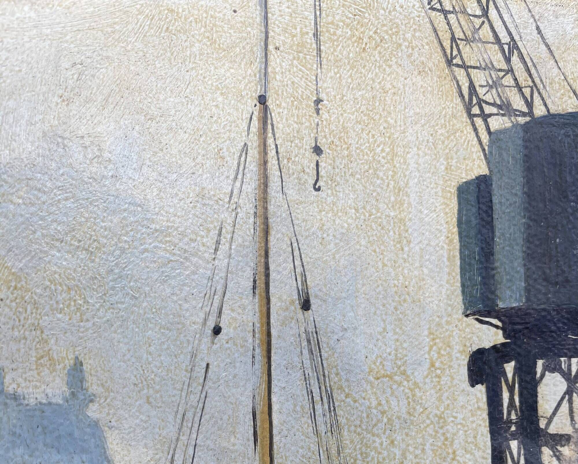Painting of the port of Bordeaux signed Louis Billiard 1938