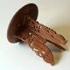 Handmade hand carved wooden plant stand, vintage from the 1970s