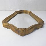 Antique Louis XV style mirror, vintage carved gilded wooden frame with pearls