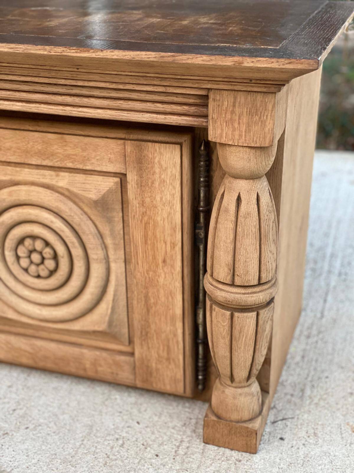 2-part Breton sideboard renovated in solid raw oak 200cm