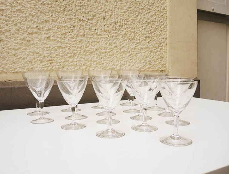 8 Old Art Deco Stemmed Glasses