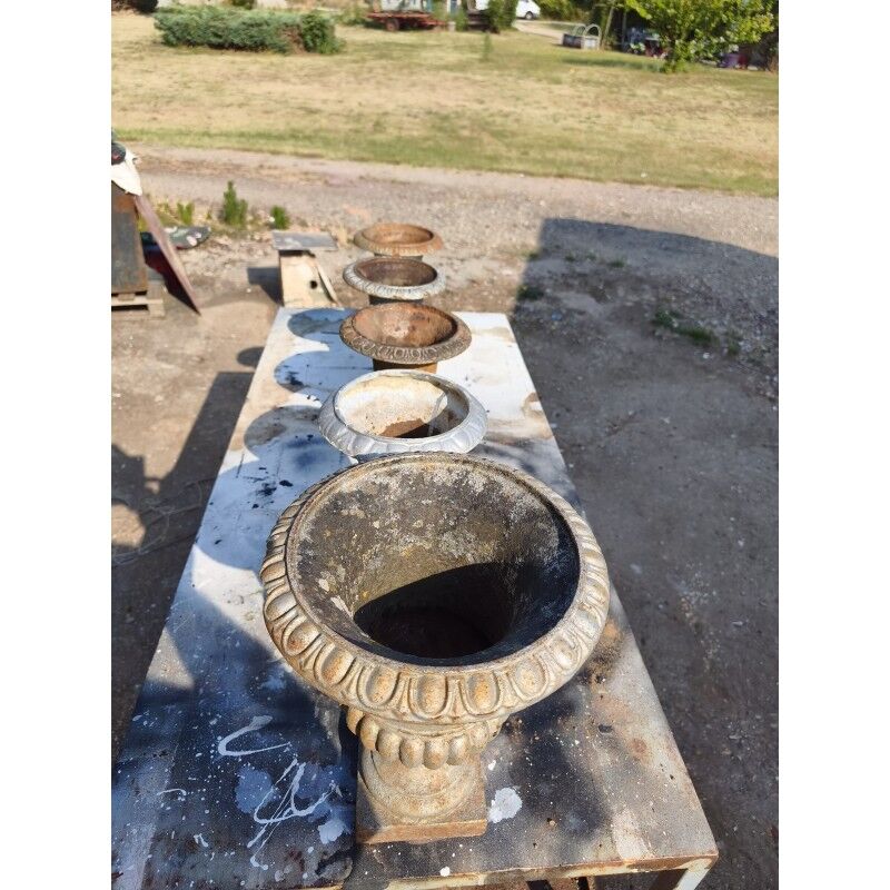 1 lot of 5 Médicis vases in cast iron from 1900, Charleville - Mézières
