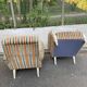 2 Louis XVI bergère armchairs in solid wood with beige and blue embroidered fabric.