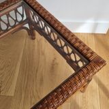 Table basse rotin vintage