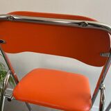Vintage chrome folding chairs / orange leatherette Soudexvinyl