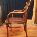 Thonet armchair in curved wood and stylized patterns