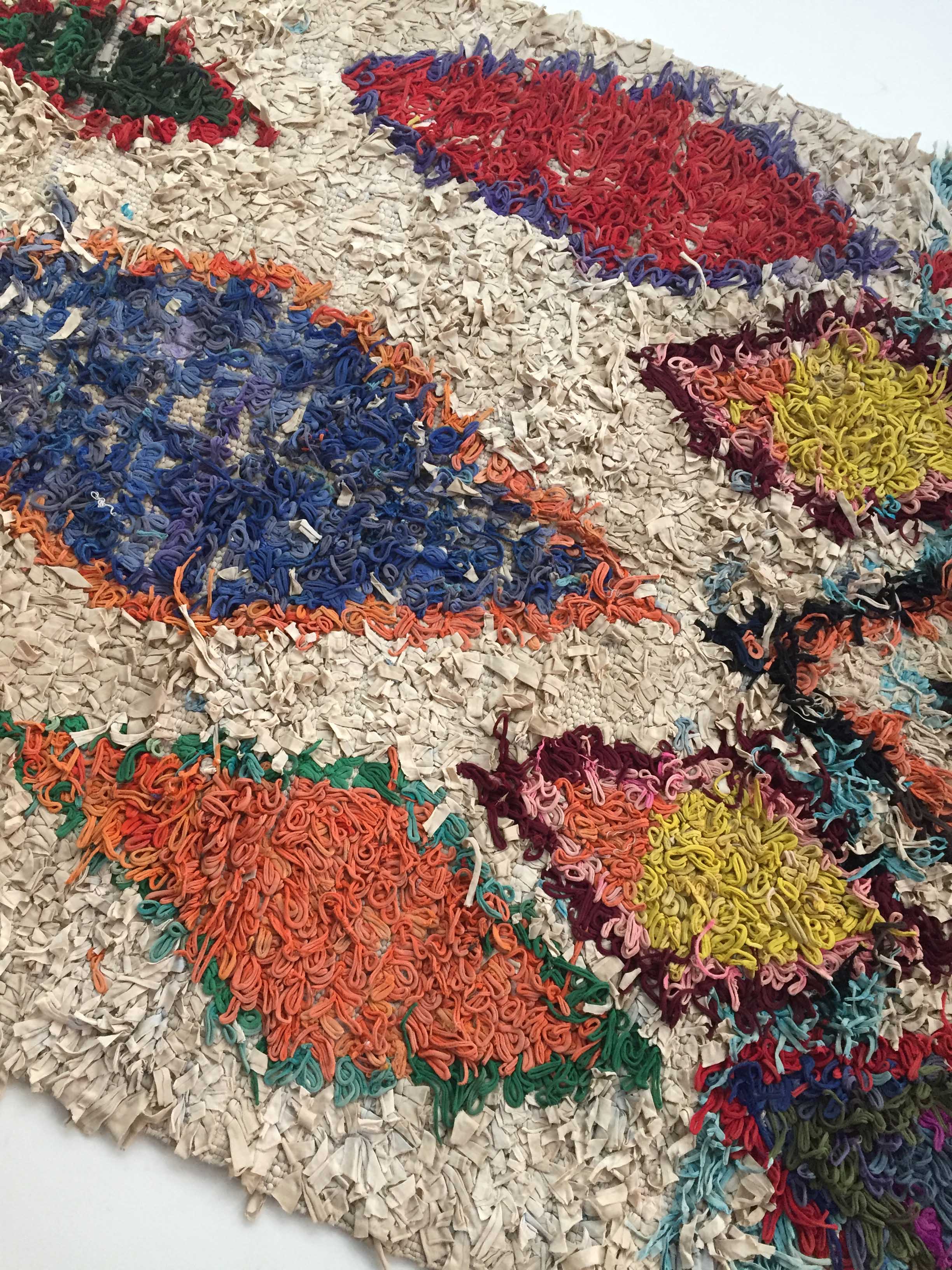 Moroccan Berber carpet Boucherouite with colored diamonds 200x152cm