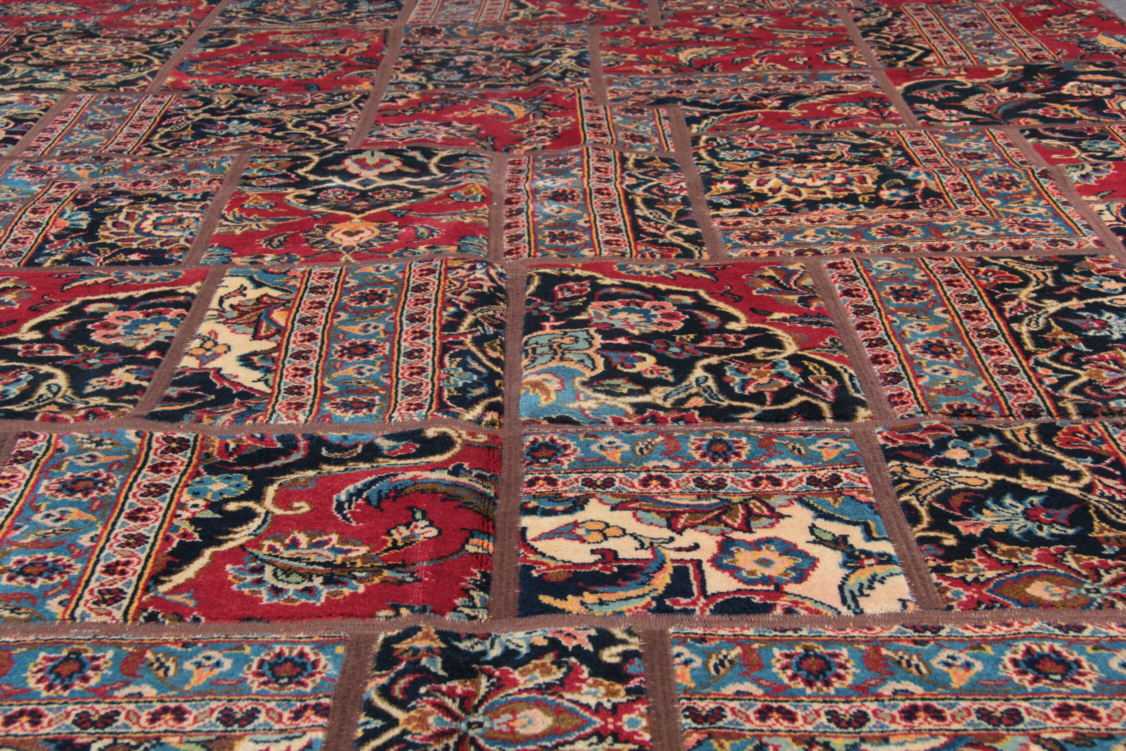 Handmade traditional vintage persian patchwork area rug 110x248cm