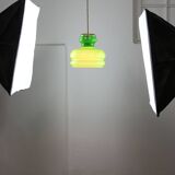 Big Green Mid-century Italian Brass and Glass Pendant Lamp