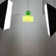Big Green Mid-century Italian Brass and Glass Pendant Lamp